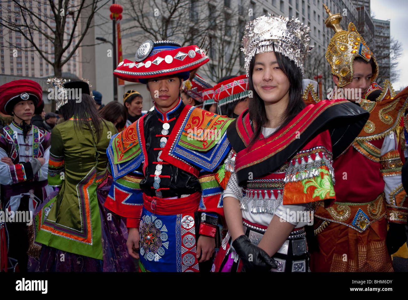 Paris, France, Young Chinese Women in Traditional Dress in Chinese New ...