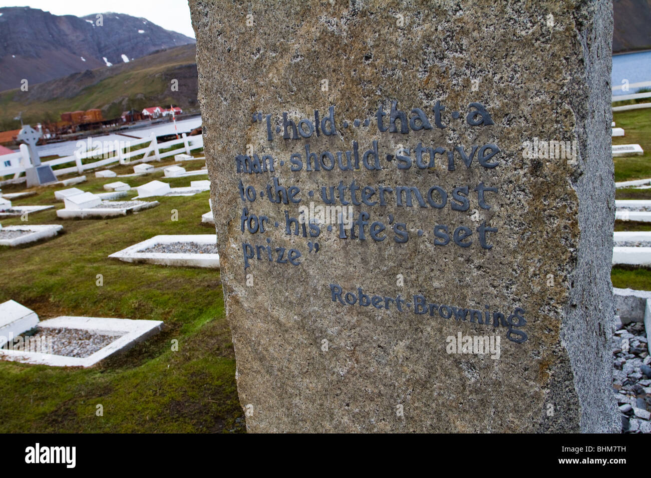 The backside of Sir Ernest Shackleton's grave at the