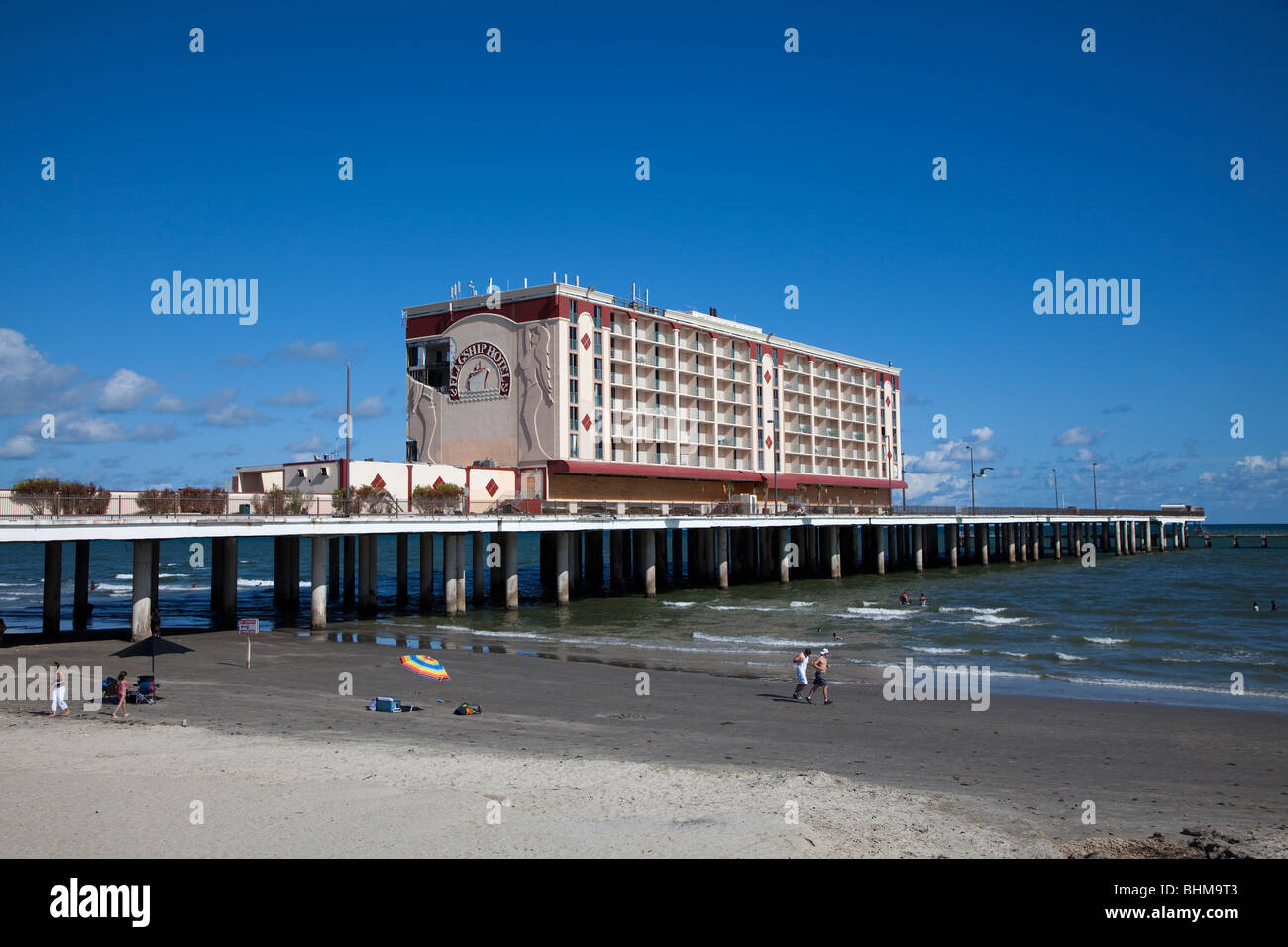 Flagship hotel on pier Galveston Texas USA Stock Photo Alamy