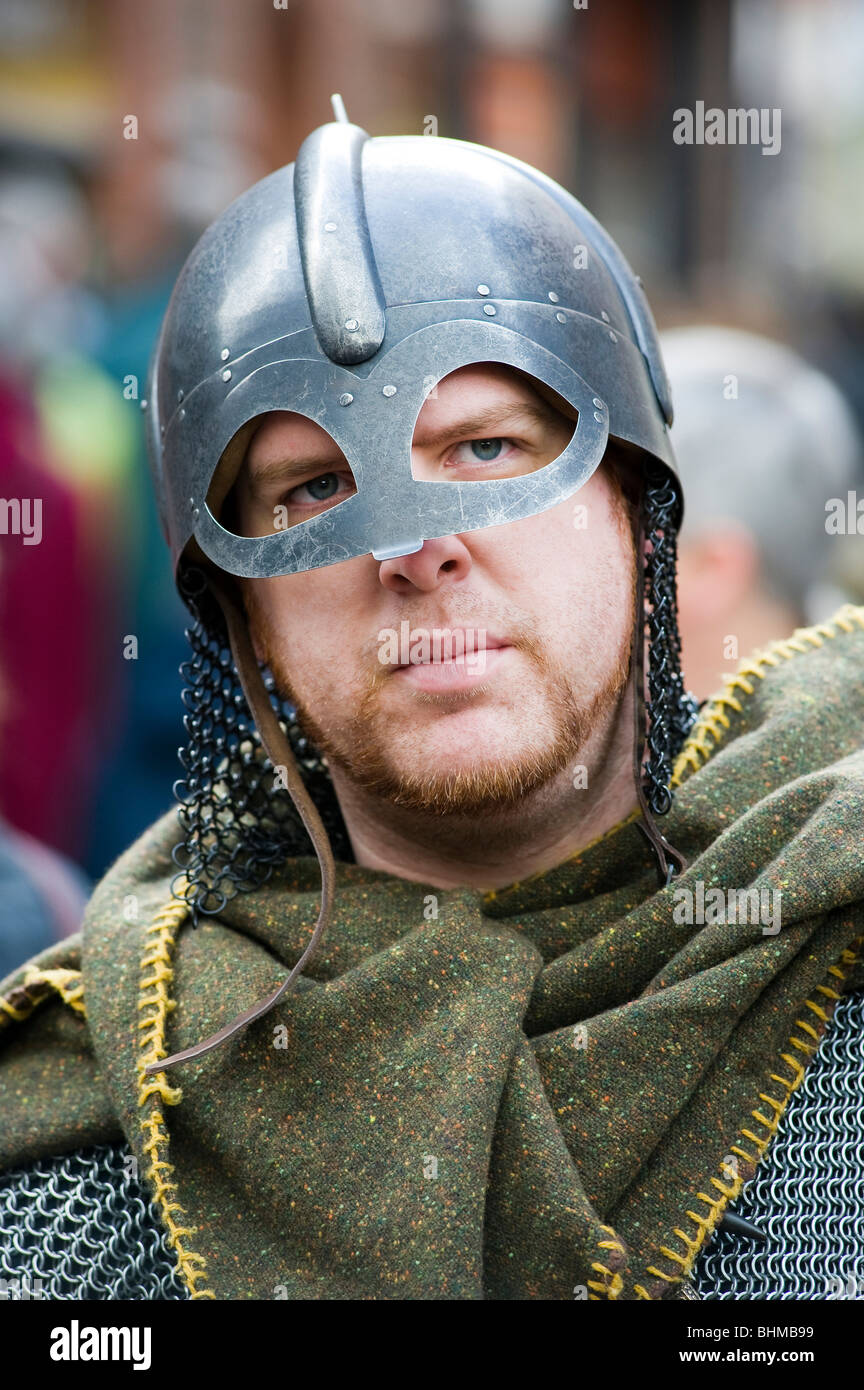 Man dressed as a Viking during the York festival of vikings week ...