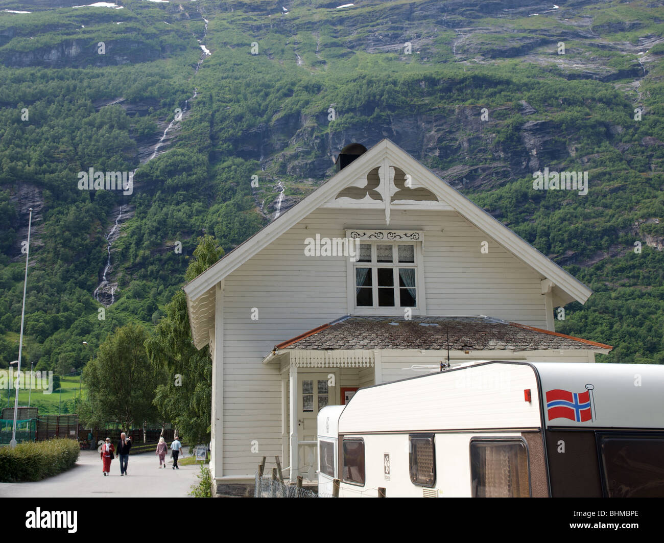 Traditional house in Geiranger, Norway Stock Photo Alamy