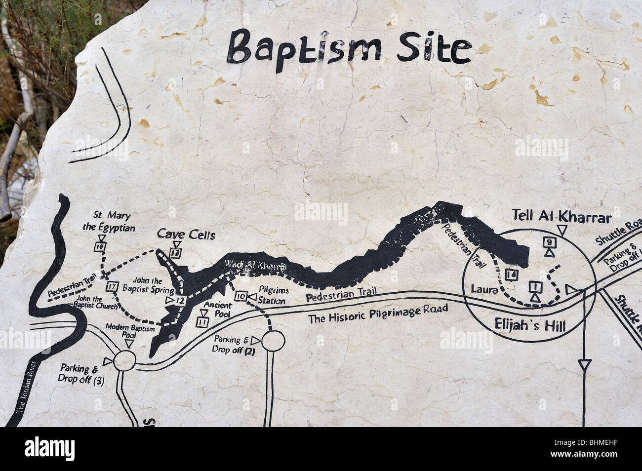 Map Baptism site of Jesus Christ at the River Jordan, Jordan Stock Photo -  Alamy