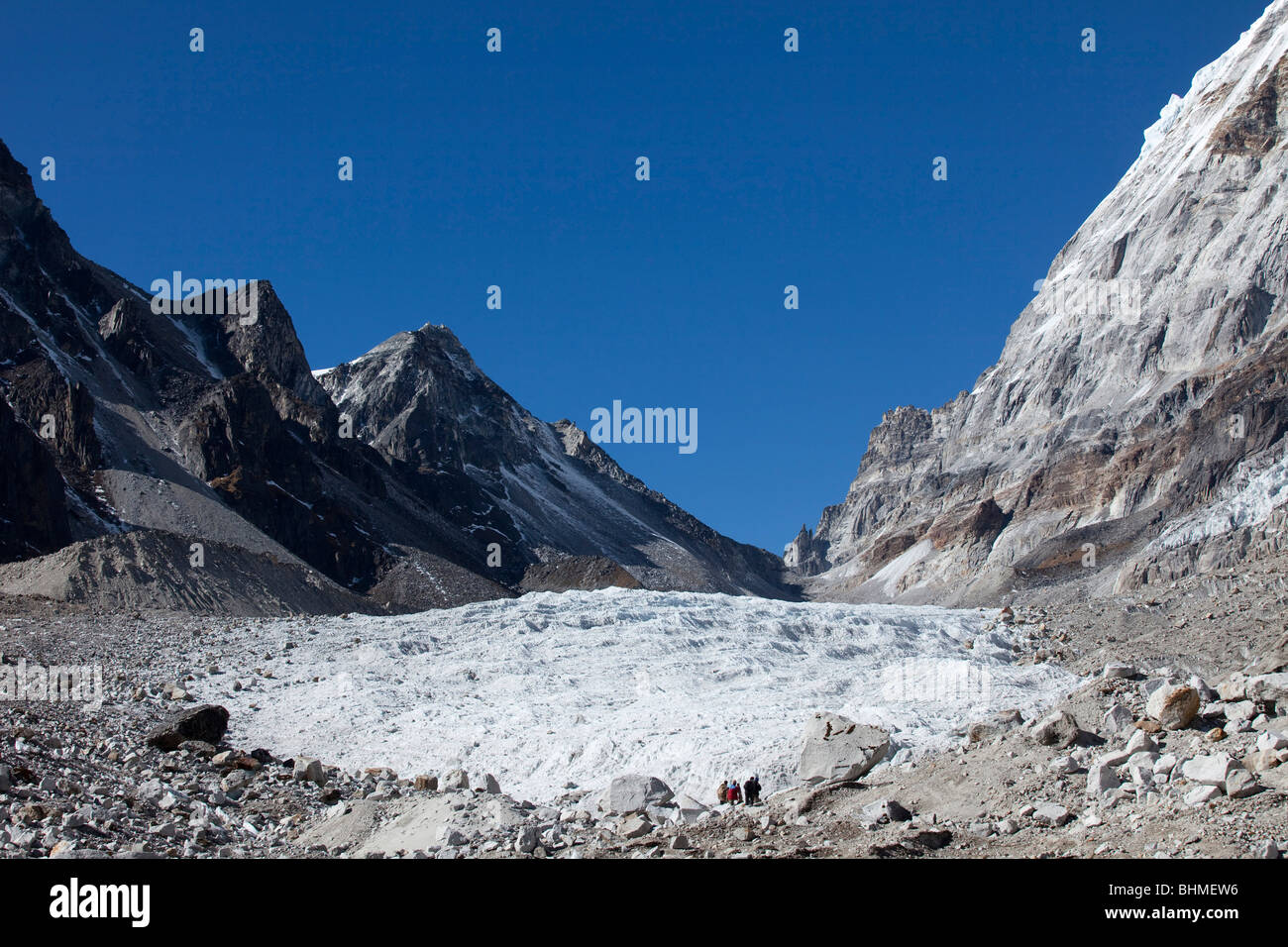 The Rathong Glacier is an important glacier situated in Sikkim.The source of Rangeet River flows from the Rathong Glacier Stock Photo