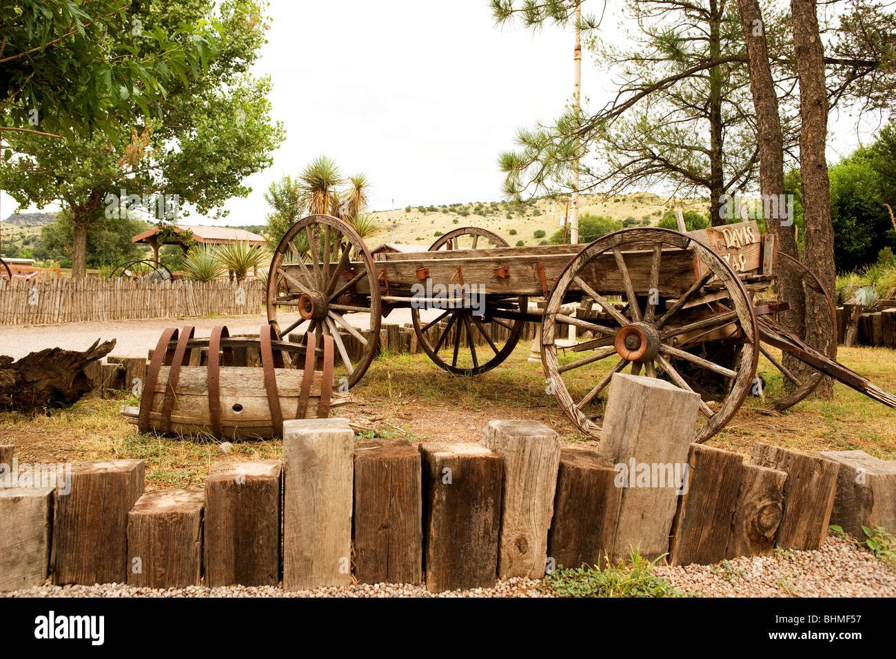 Antique farm and ranch equipment at the Prude Ranch, Ft Davis, TX Stock