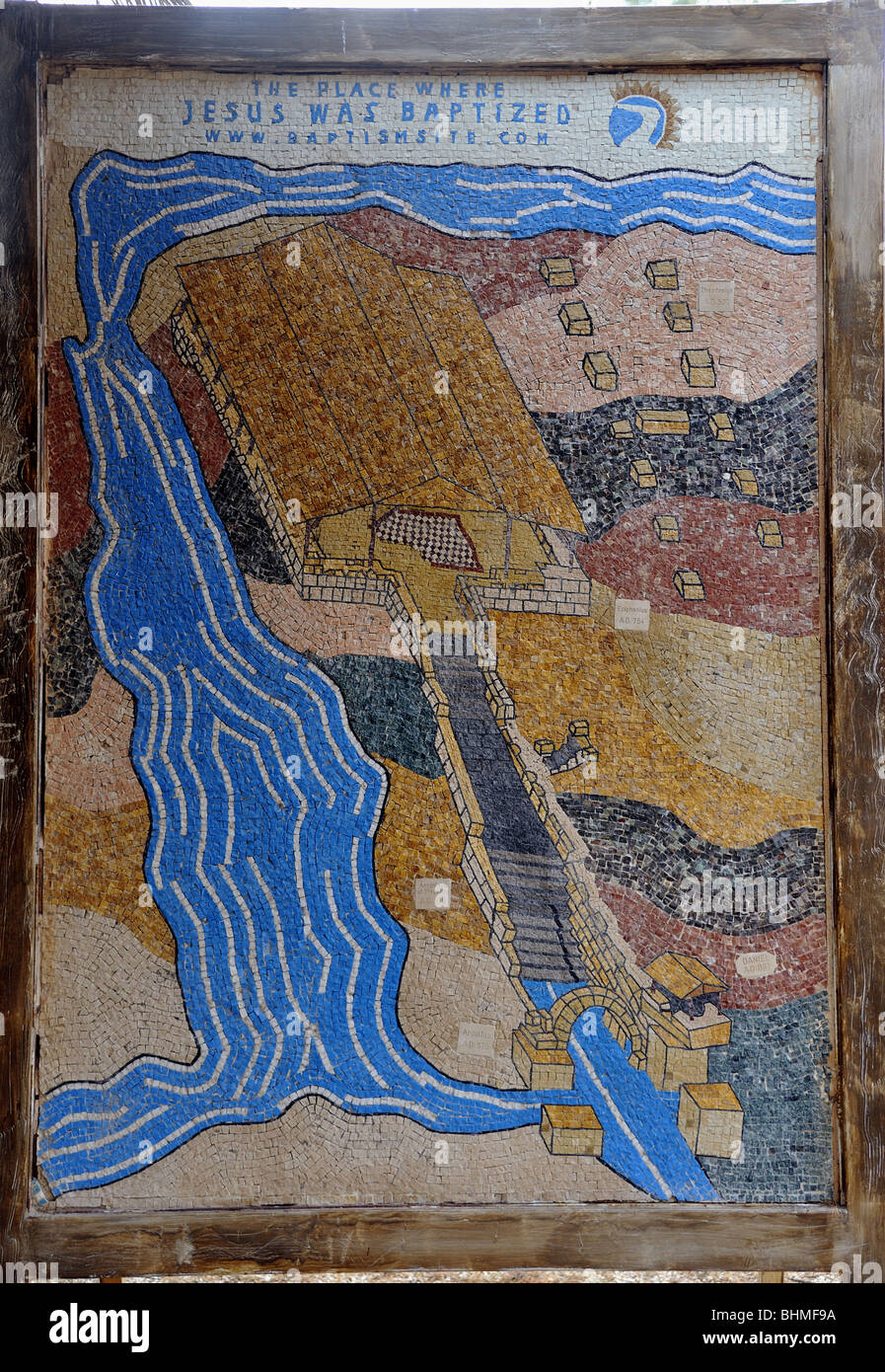 Map Baptism site of Jesus Christ at the River Jordan, Jordan Stock