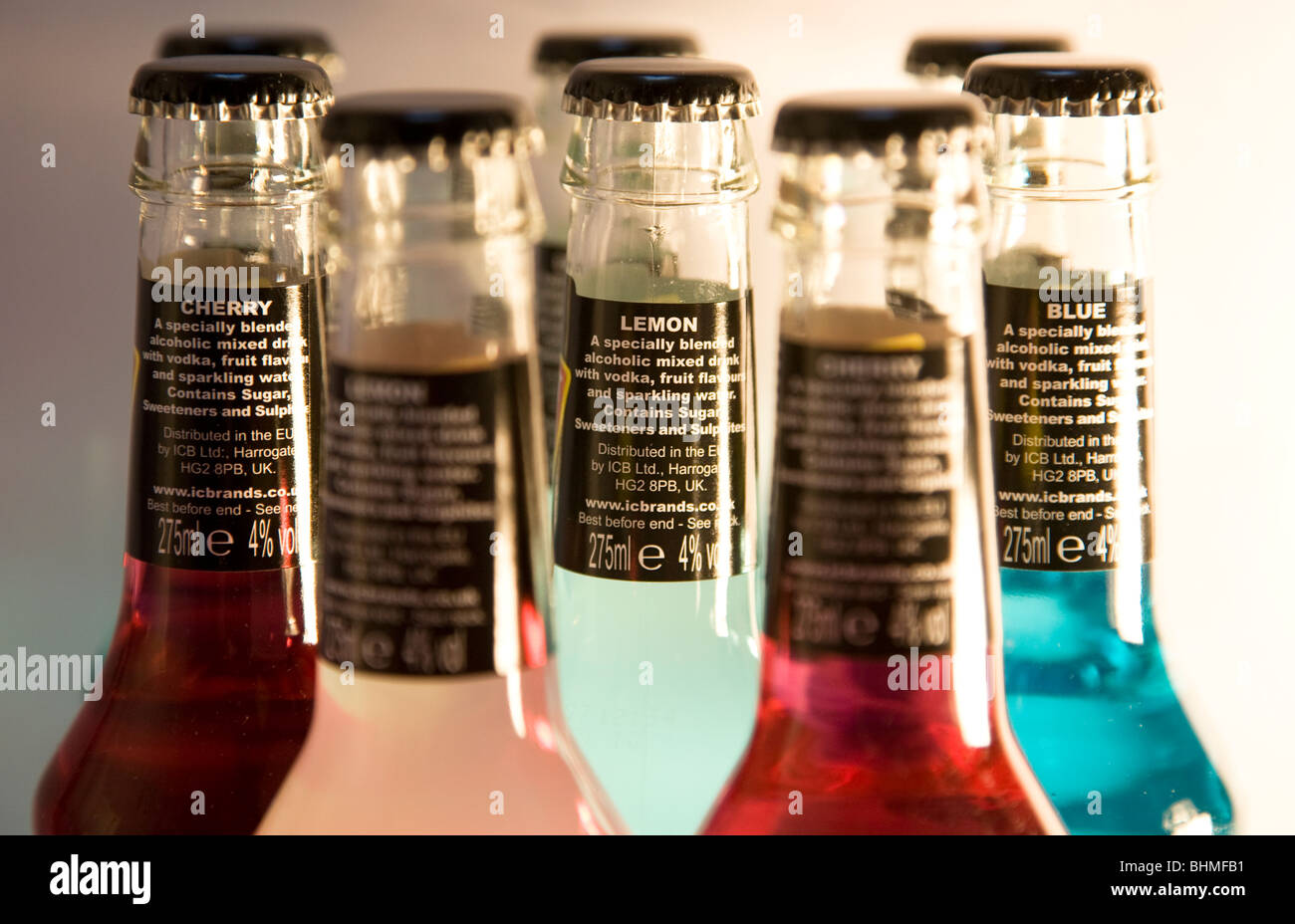 Bottles of alcopop drinks Stock Photo