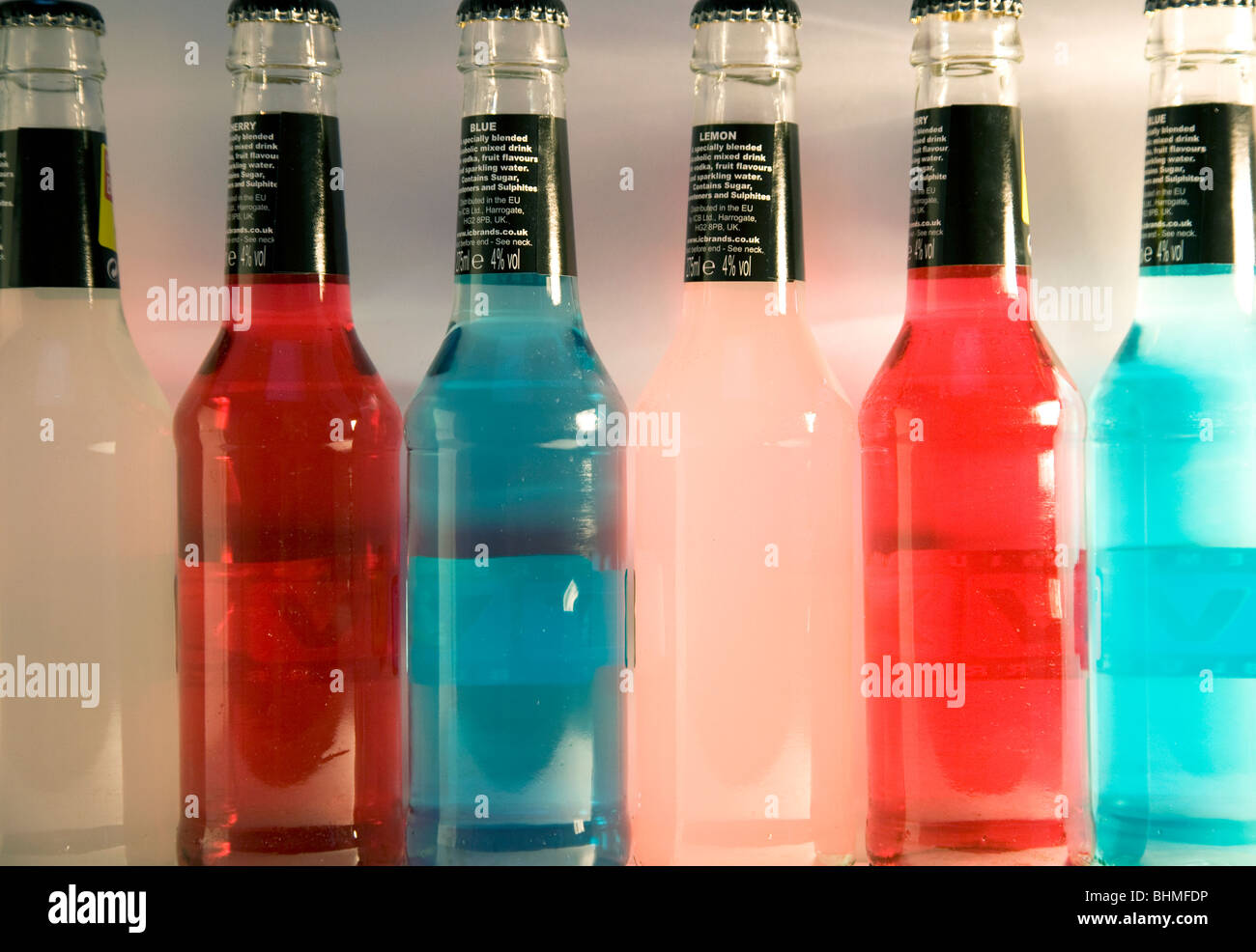 Bottles of alcopop drinks Stock Photo