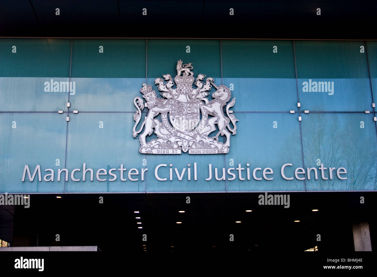 Entrance, Manchester Civil Justice Centre, Manchester, UK Stock Photo