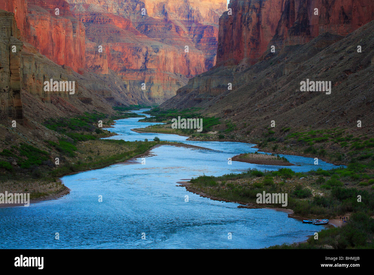 The Colorado River meandering through the Marble Canyon section of Grand Canyon National Park. Stock Photo