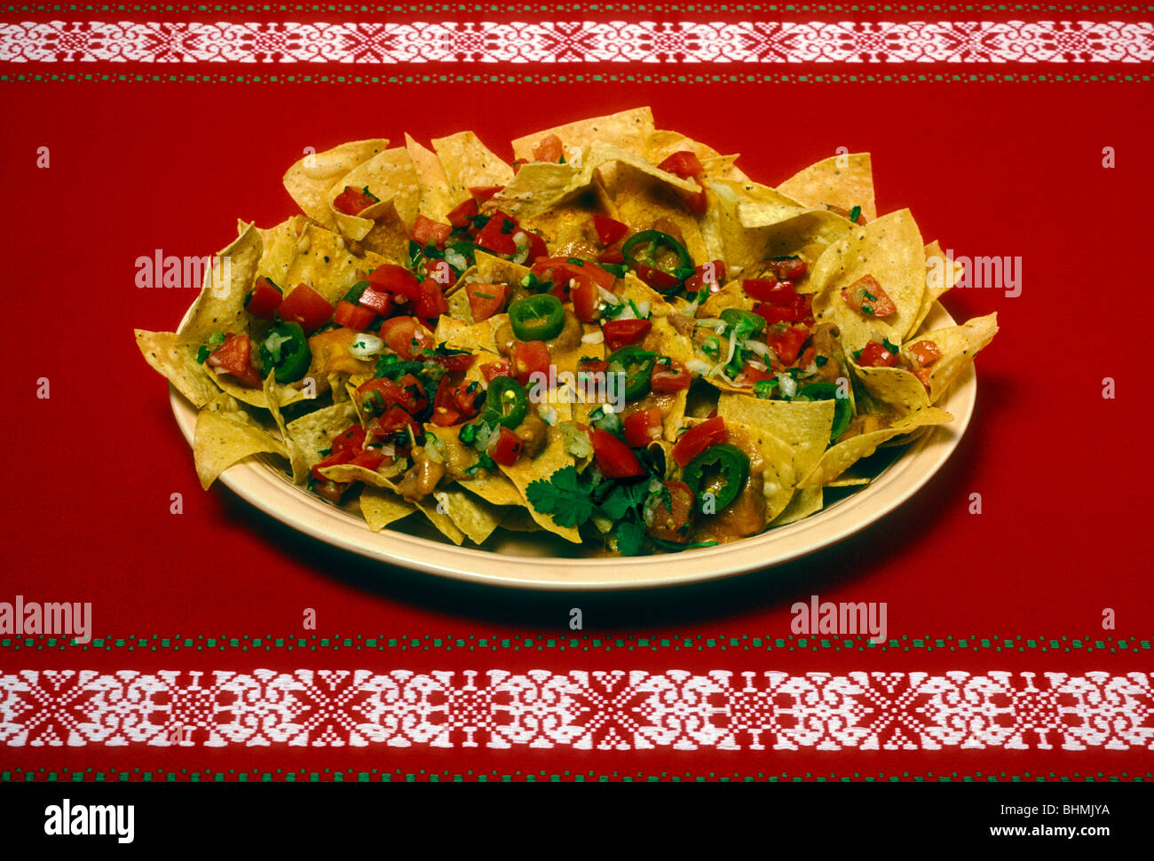 corn tortilla chips, Mexican restaurant, Mexican food and drink, food and drink, California, United States, North America Stock Photo