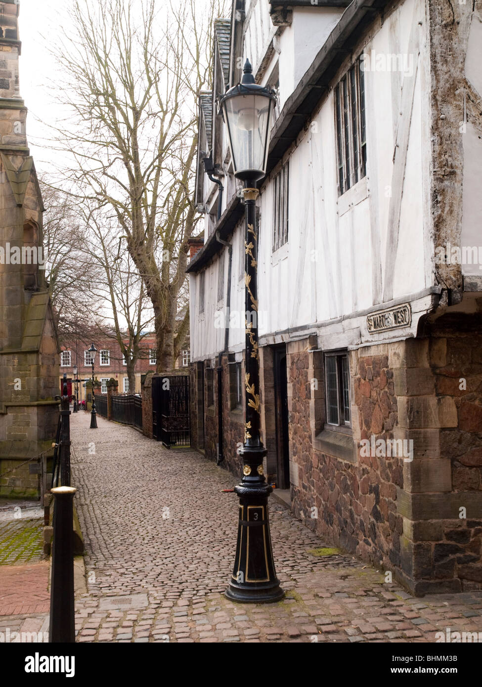 A lane by the Guildhall on St Martin's West in Leicester City Centre, Leicestershire England UK Stock Photo