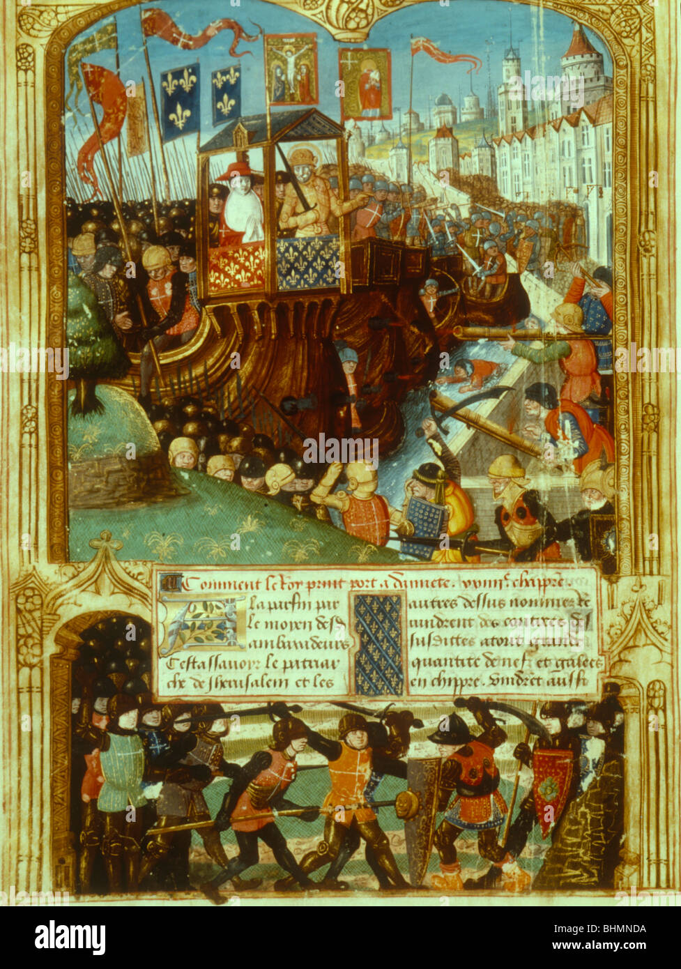 The Arrival of St Louis IX at Damietta from the manuscript of  Vie et Miracles de St Louis Stock Photo