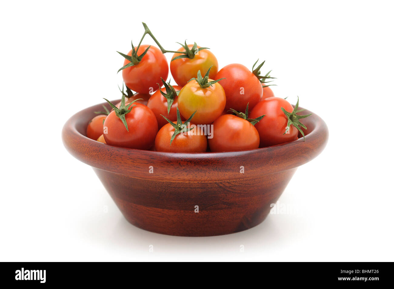 Cherry Tomatoes in Wooden Bowl Stock Photo - Alamy