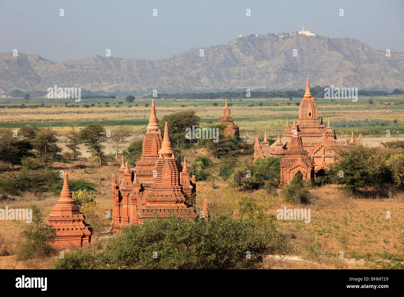 Myanmar, Burma, Bagan, small temples, aerial view, Stock Photo