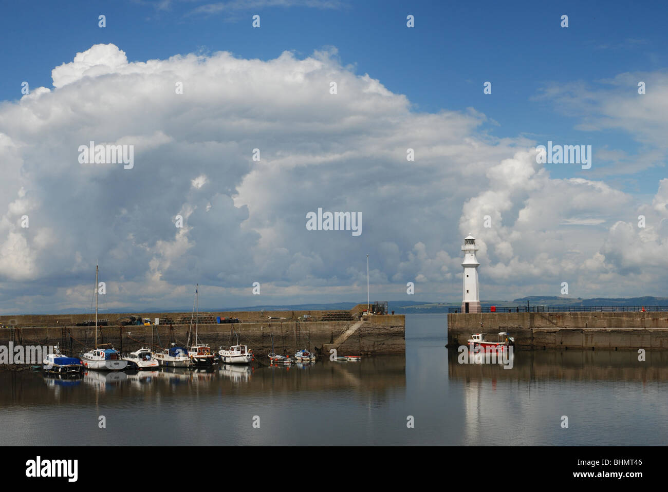 A sunny summer's day at Newhaven Harbour in Edinburgh Stock Photo