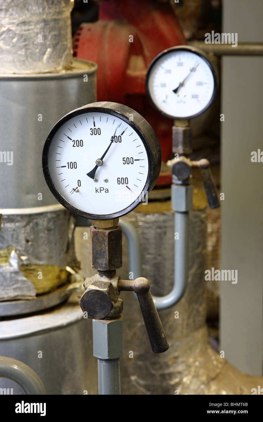 Manometer pressure gas line with valve Stock Photo Alamy