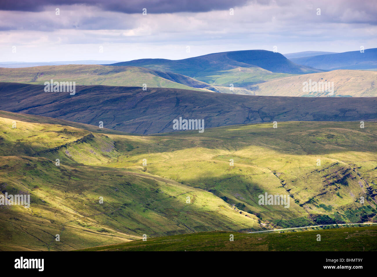 Brecon Beacons mountain range, Brecon Beacons National Park, Powys, Wales. Summer (August) 2009 Stock Photo