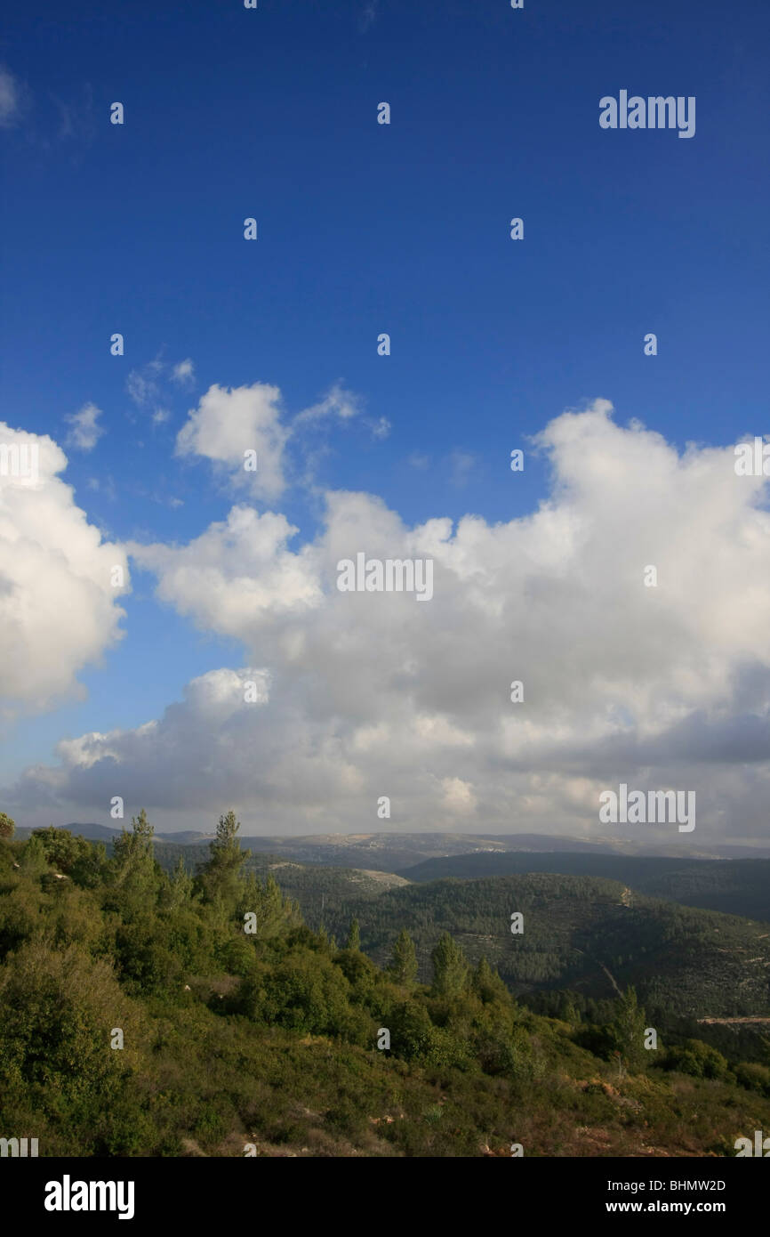 Israel, a view of Jerusalem Mountains from Har Hatayasim Stock Photo
