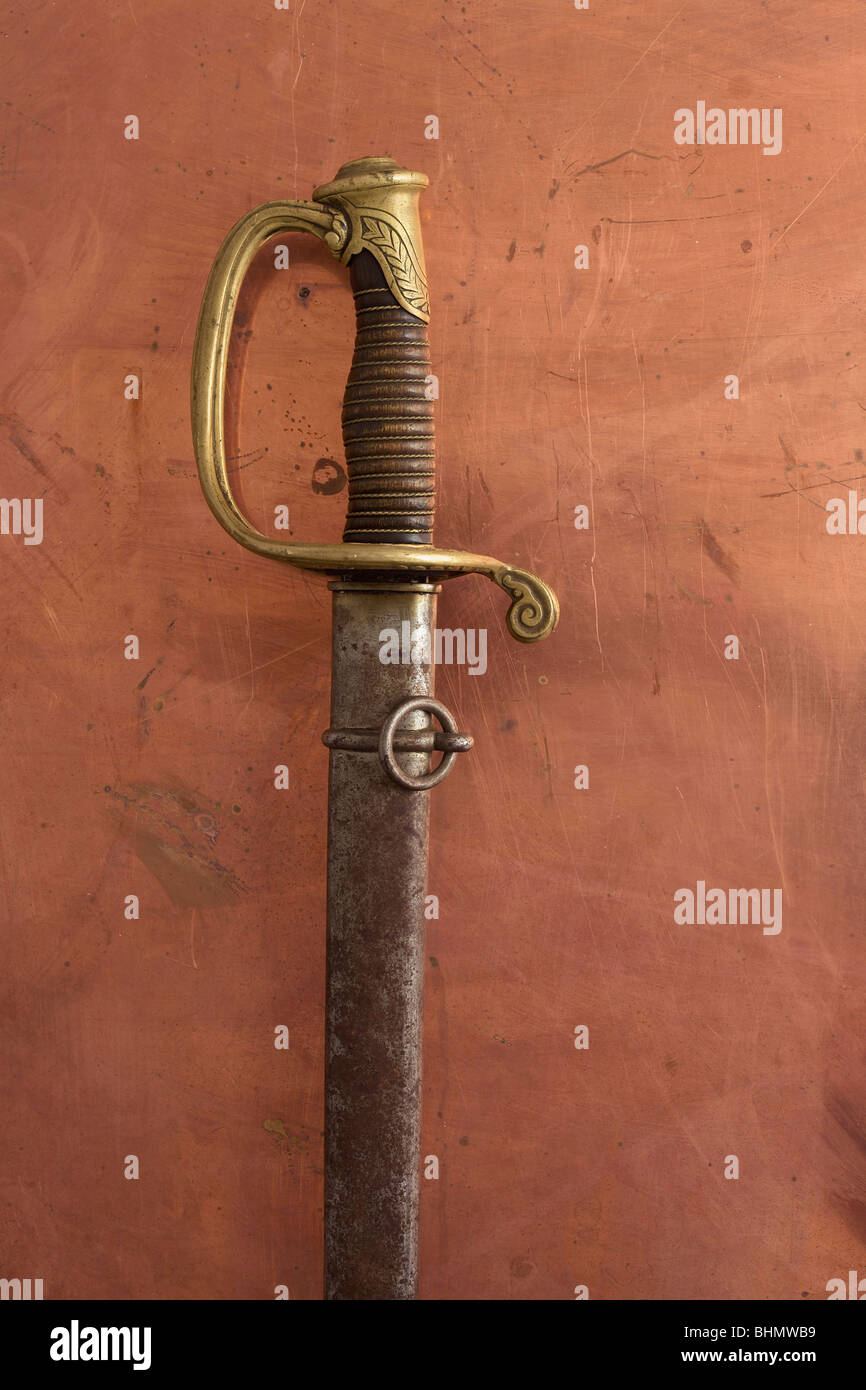Old Swords on Copper Background Stock Photo