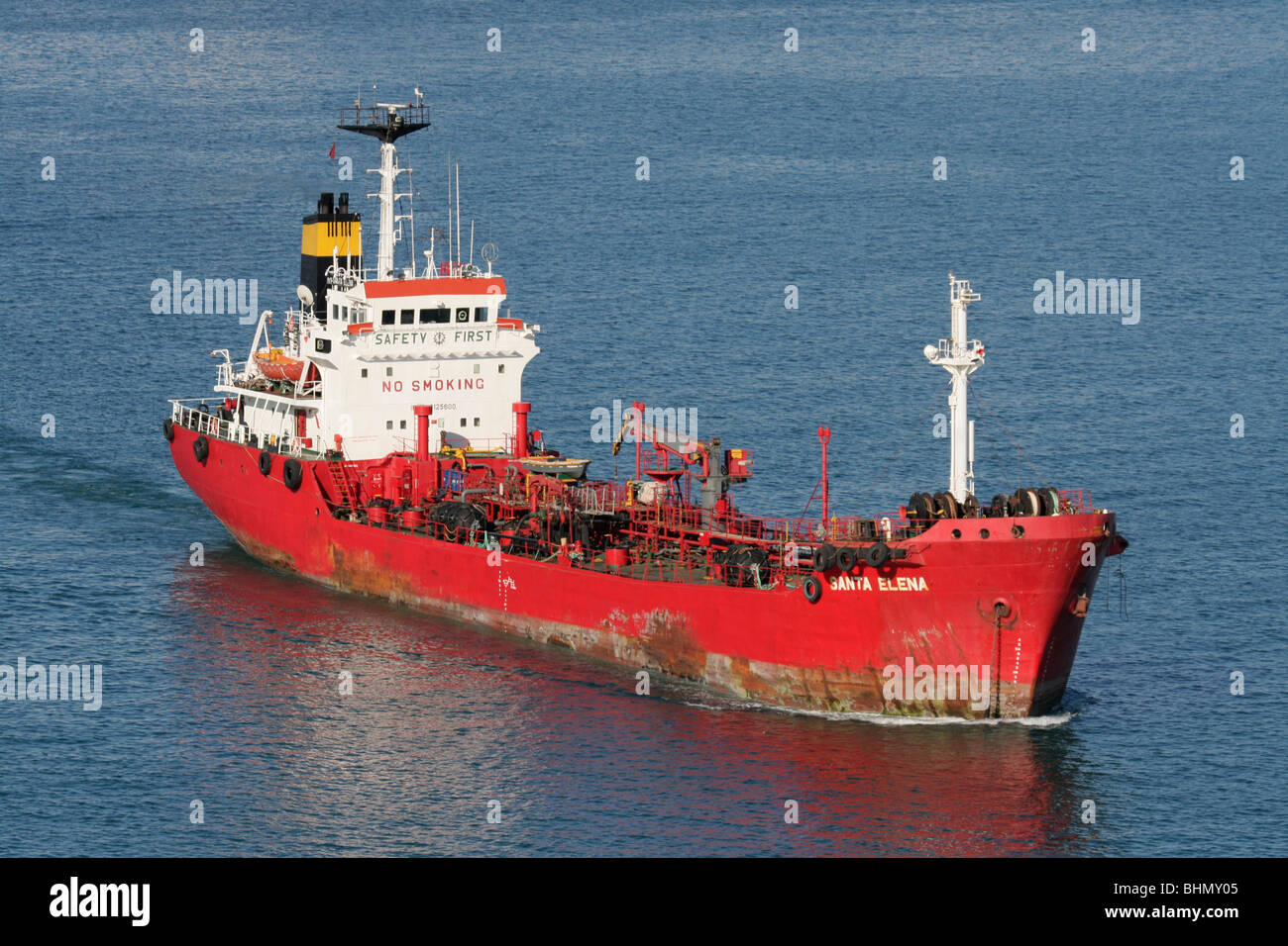 The bunkering vessel Santa Elena entering Malta's Grand Harbour Stock Photo