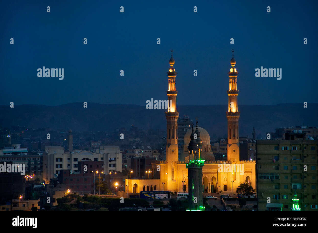 Mosque at dusk in Aswan Egypt Stock Photo