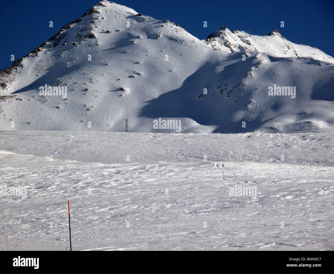 Sky slopes, mountains and blue sky - Val-Cenis - Haute Savoie - France Stock Photo