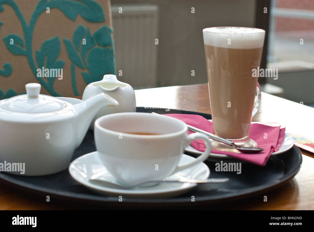 Cafe Drinks tray Stock Photo