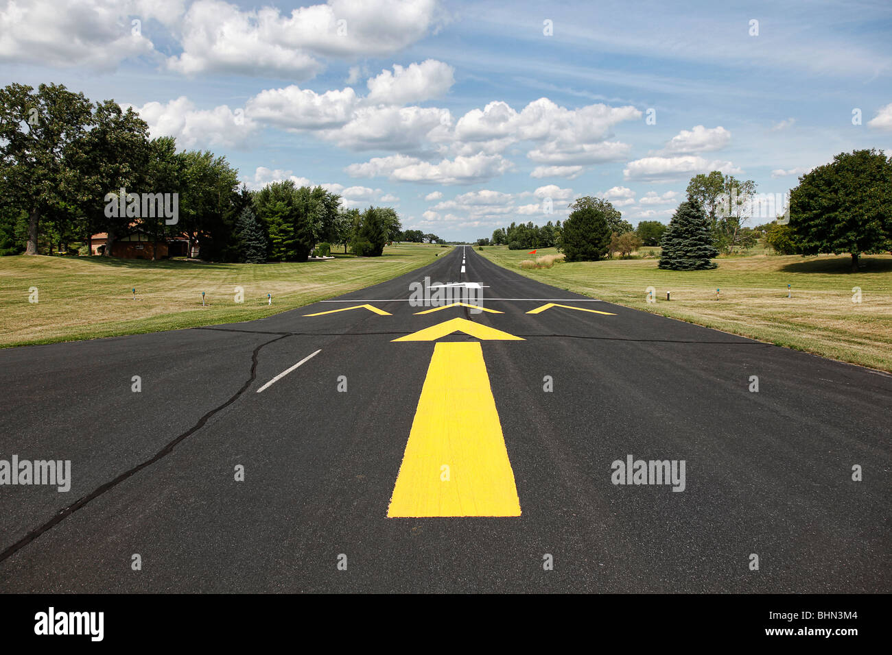 Rural landing strip for small planes in Southern Wisconsin Stock Photo