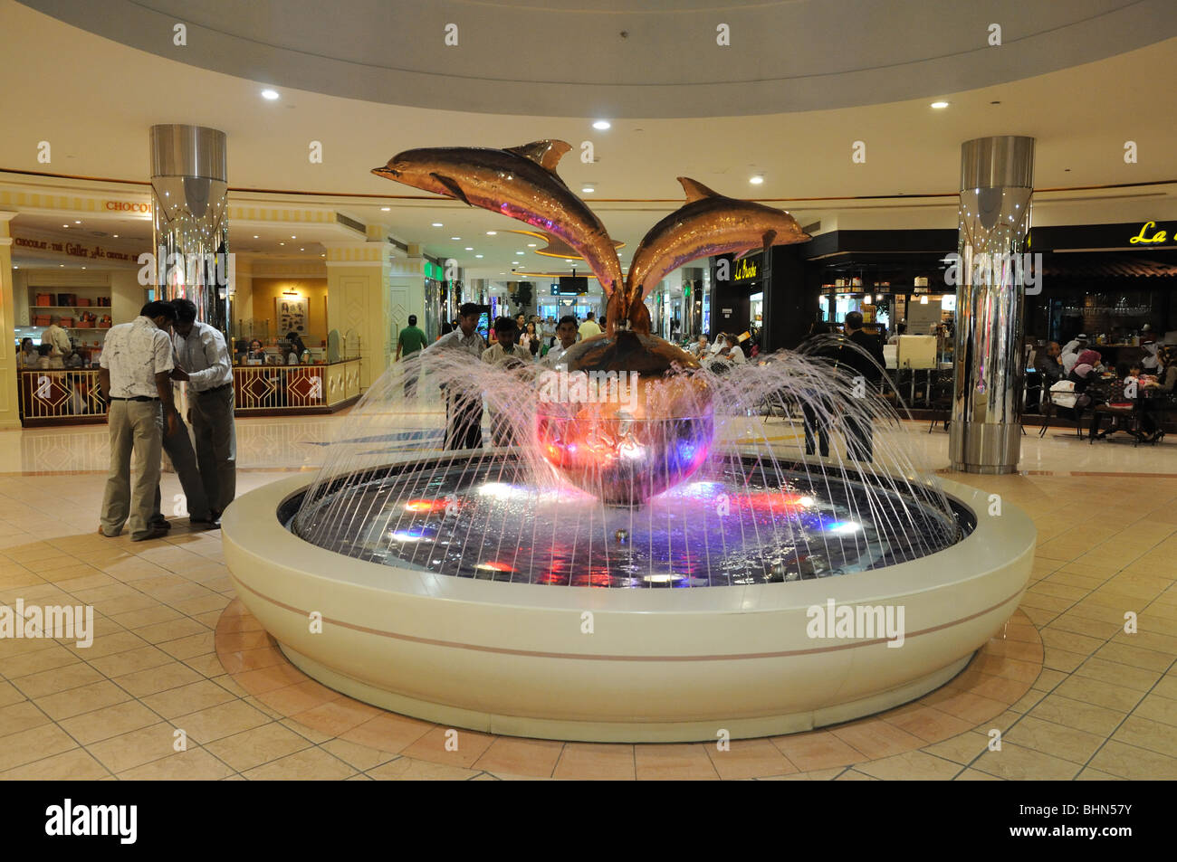Fountain inside of Marina Mall, Abu Dhabi United Arab Emirates Stock