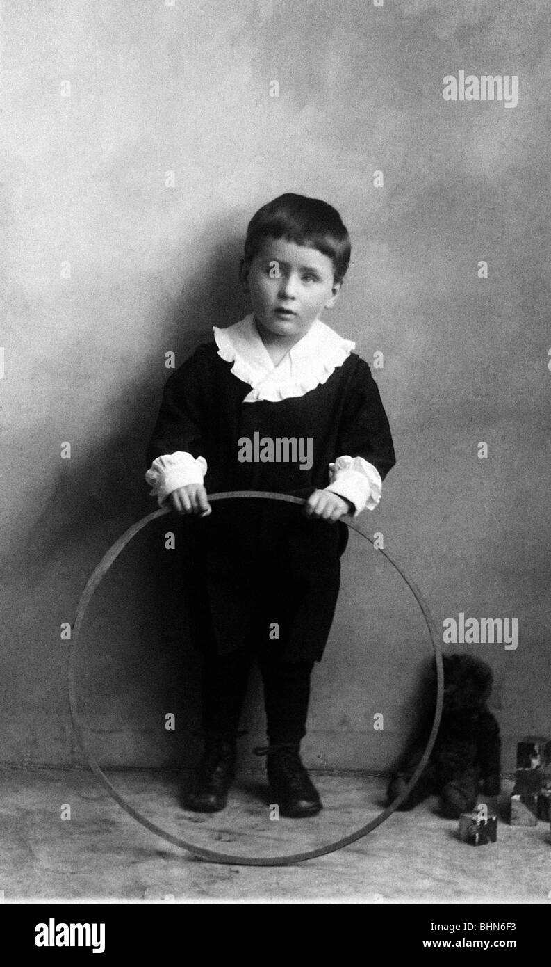 people, children, boy with hula hoop, Germany, 1924, Stock Photo
