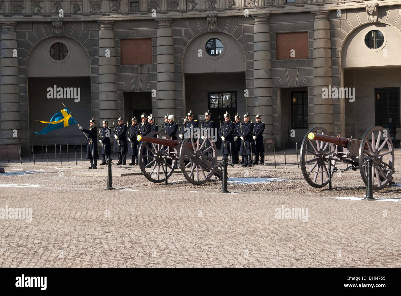 Changing of the guard at the royal palace in Stockholm, Sweden Stock