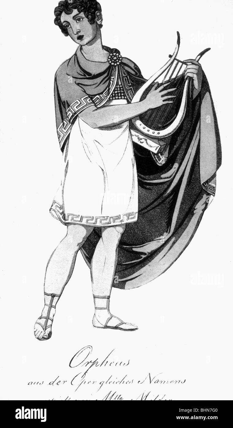 Orpheus, Thracian singer, musician, full length, illustration by ...