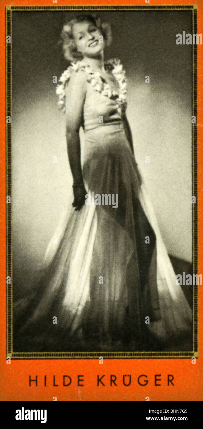 Krueger, Hilde, * 11.9.1914, German actress, full length, cigarette card, Caid Cigarettes, Stock Photo