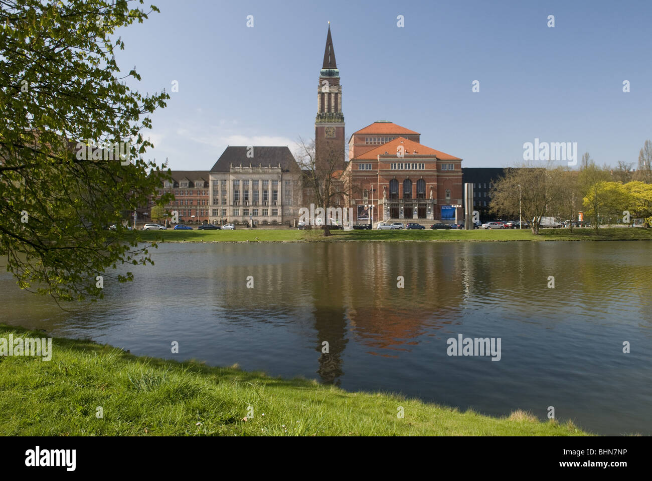 geography / travel, Germany, Schleswig-Holstein, Kiel, town hall, opera house, Kleiner Kiel, Additional-Rights-Clearance-Info-Not-Available Stock Photo