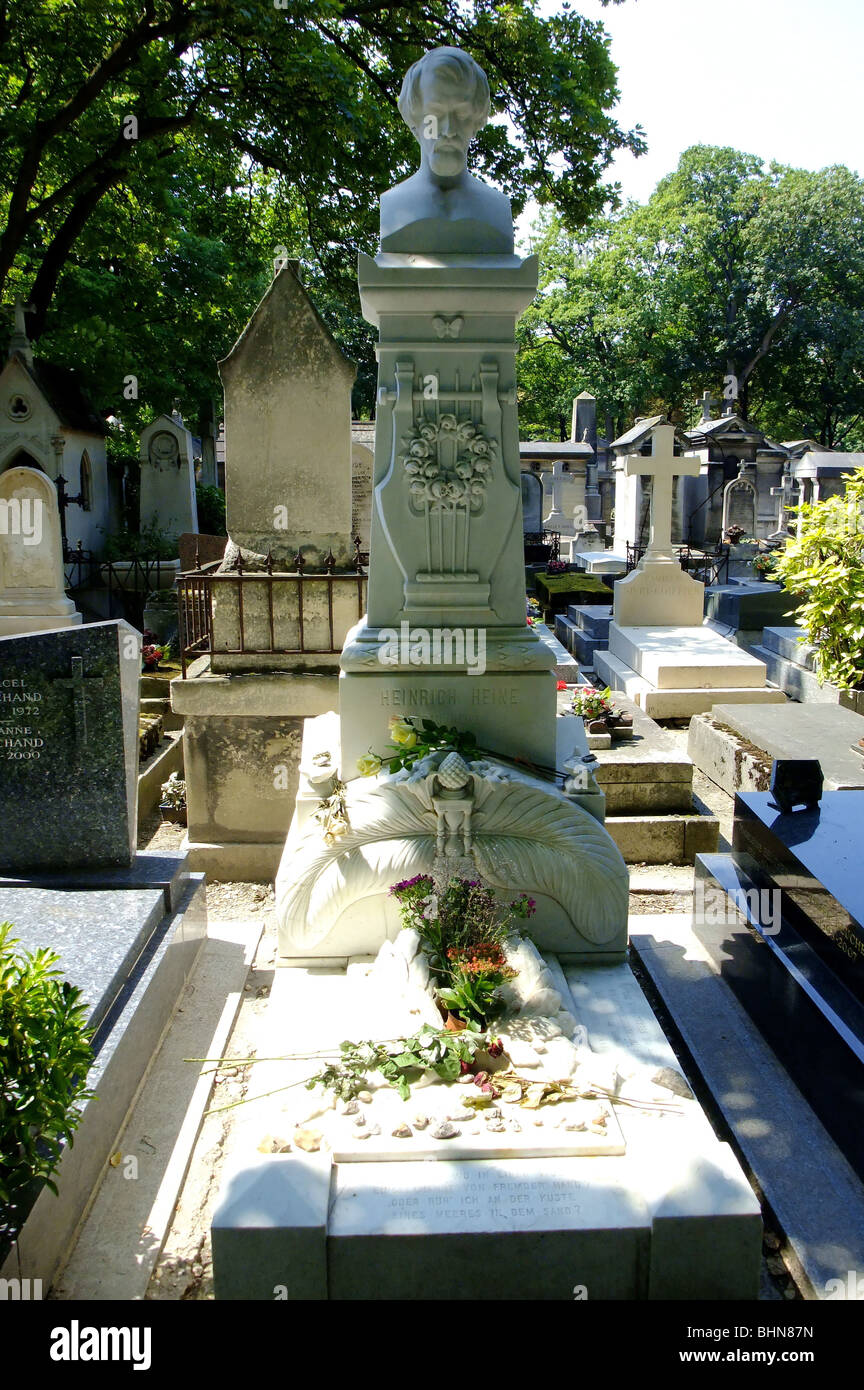 geography / travel, France, Paris, Cimetière de Montmartre, grave of the German poet Henry Heine, Additional-Rights-Clearance-Info-Not-Available Stock Photo