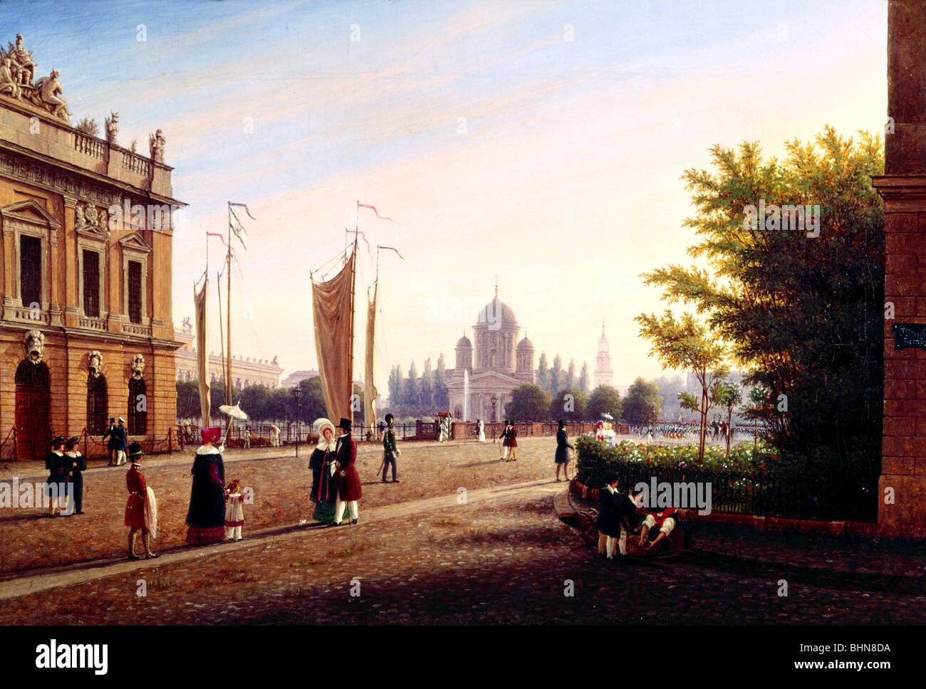 geography / travel, Germany, Berlin, bridge, Schlossbruecke, painting 'Berliner Schlossbruecke mit dem alten Dom' by Wilhelm Bruecke, circa 1825, Stock Photo