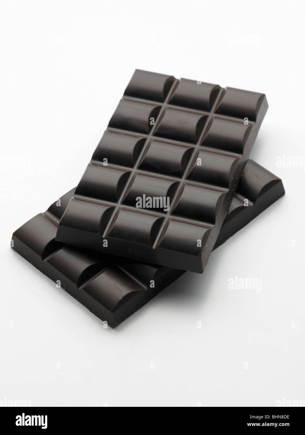 Two Chocolate Bars on White Background Stock Photo