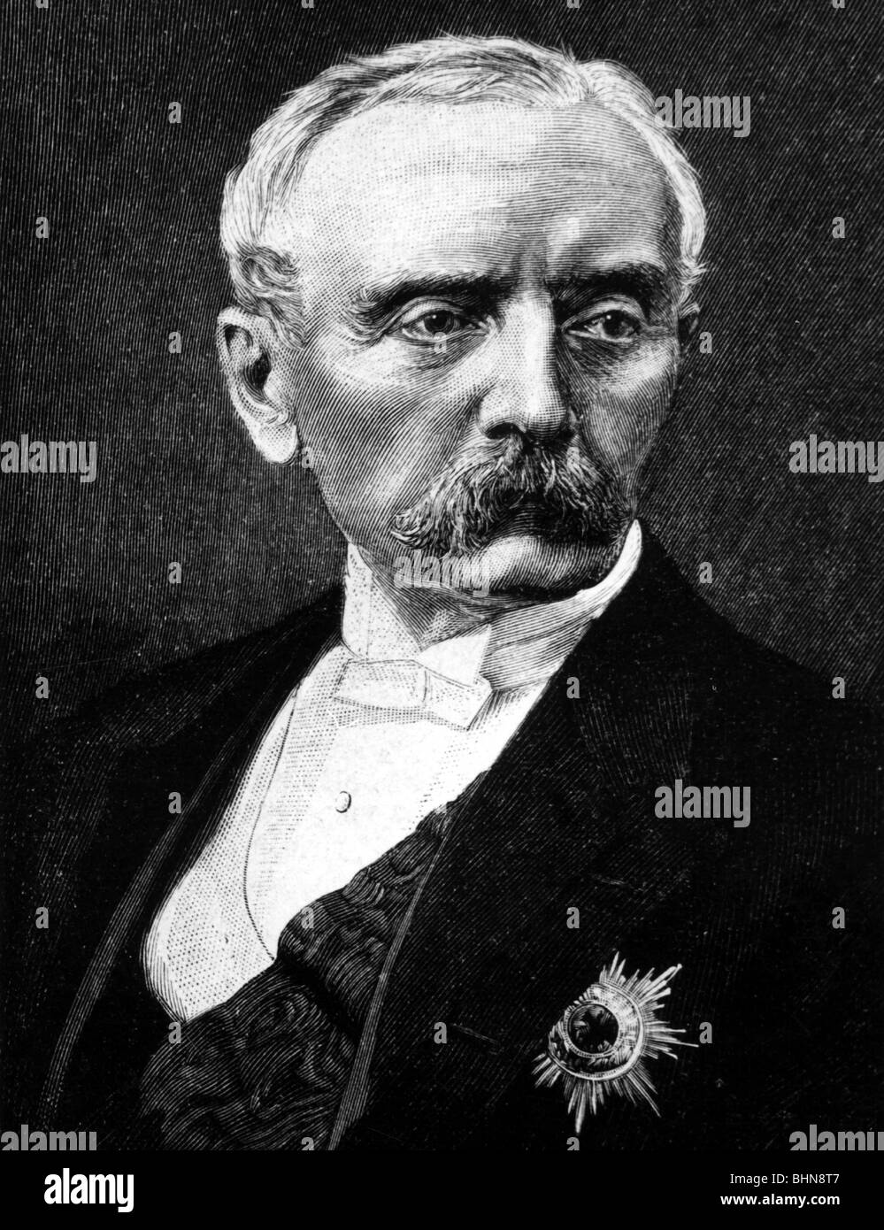 Hohenlohe-Schillingfürst, Chlodwig Prince of, 31.3.1819 - 6.7.1901, German politician, Prime Minister of Prussia 29.10.1894 - 17.10.1900, portrait, wood engraving, late 19th century, Stock Photo