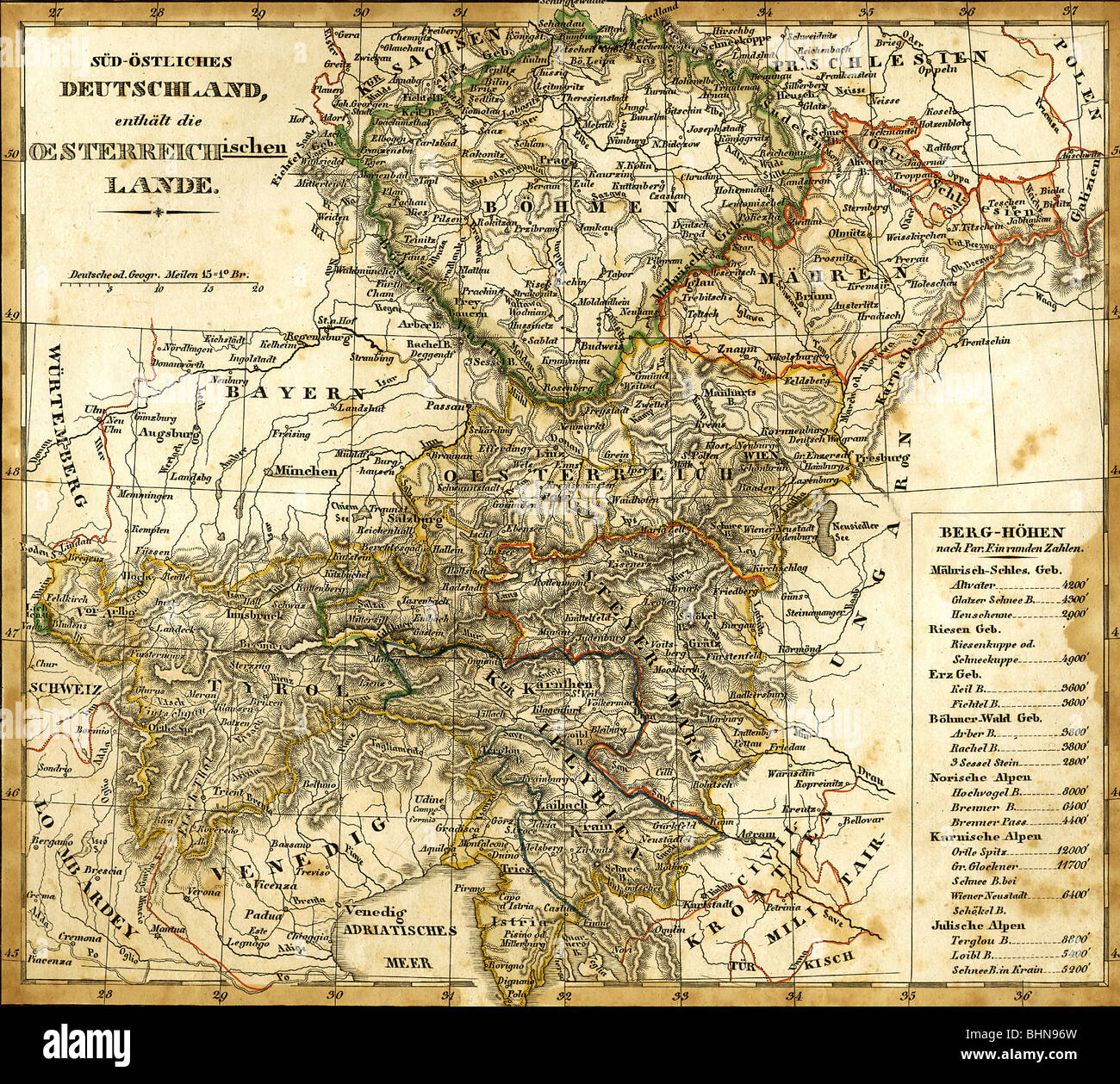 cartographie maps europa austria hungary austrian countries steel engraving by c stier 1838 austrian empire upper aust