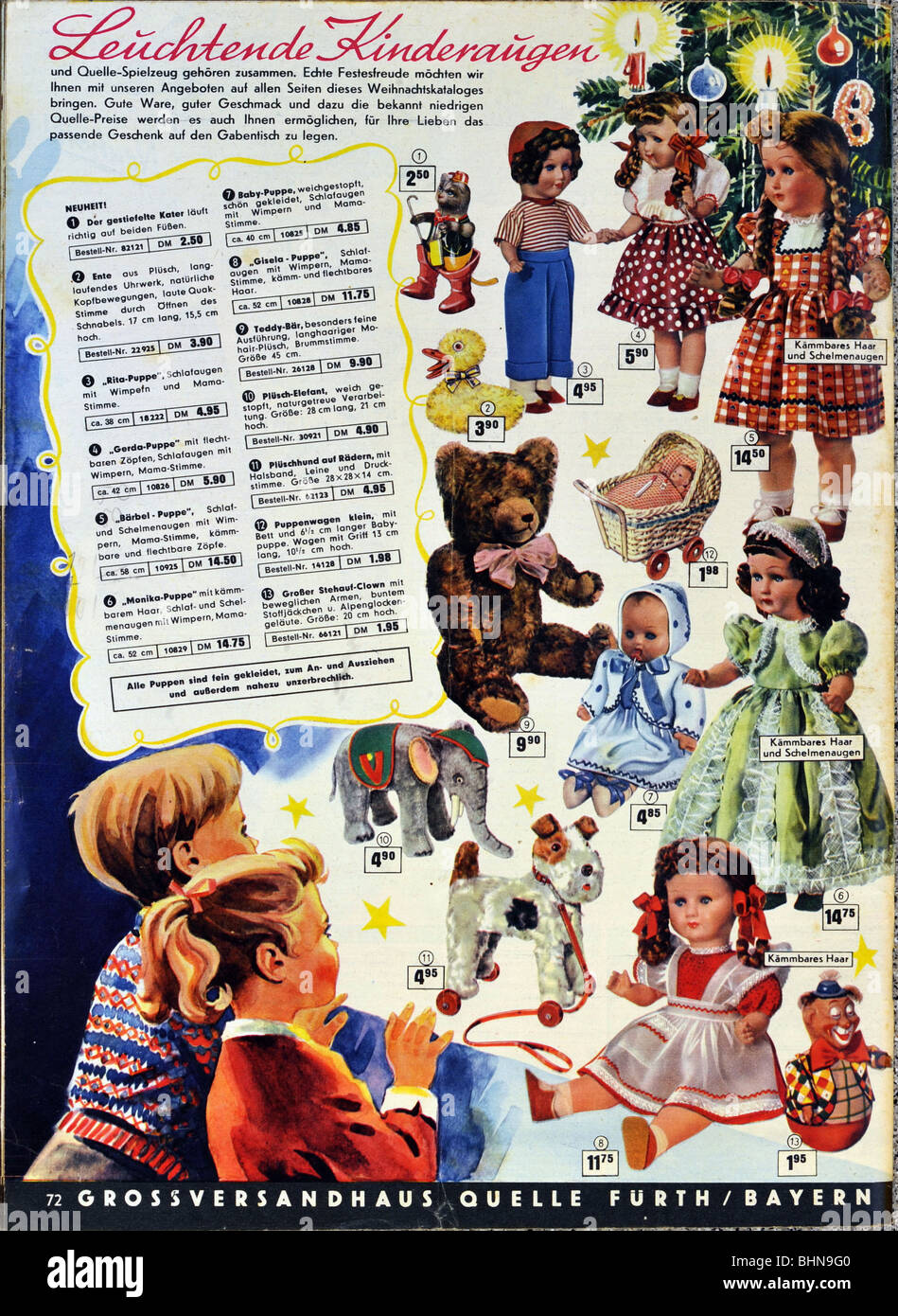 trade, trading company, mail-order company Quelle, christmas catalogue,  Germany, 1955 Stock Photo - Alamy