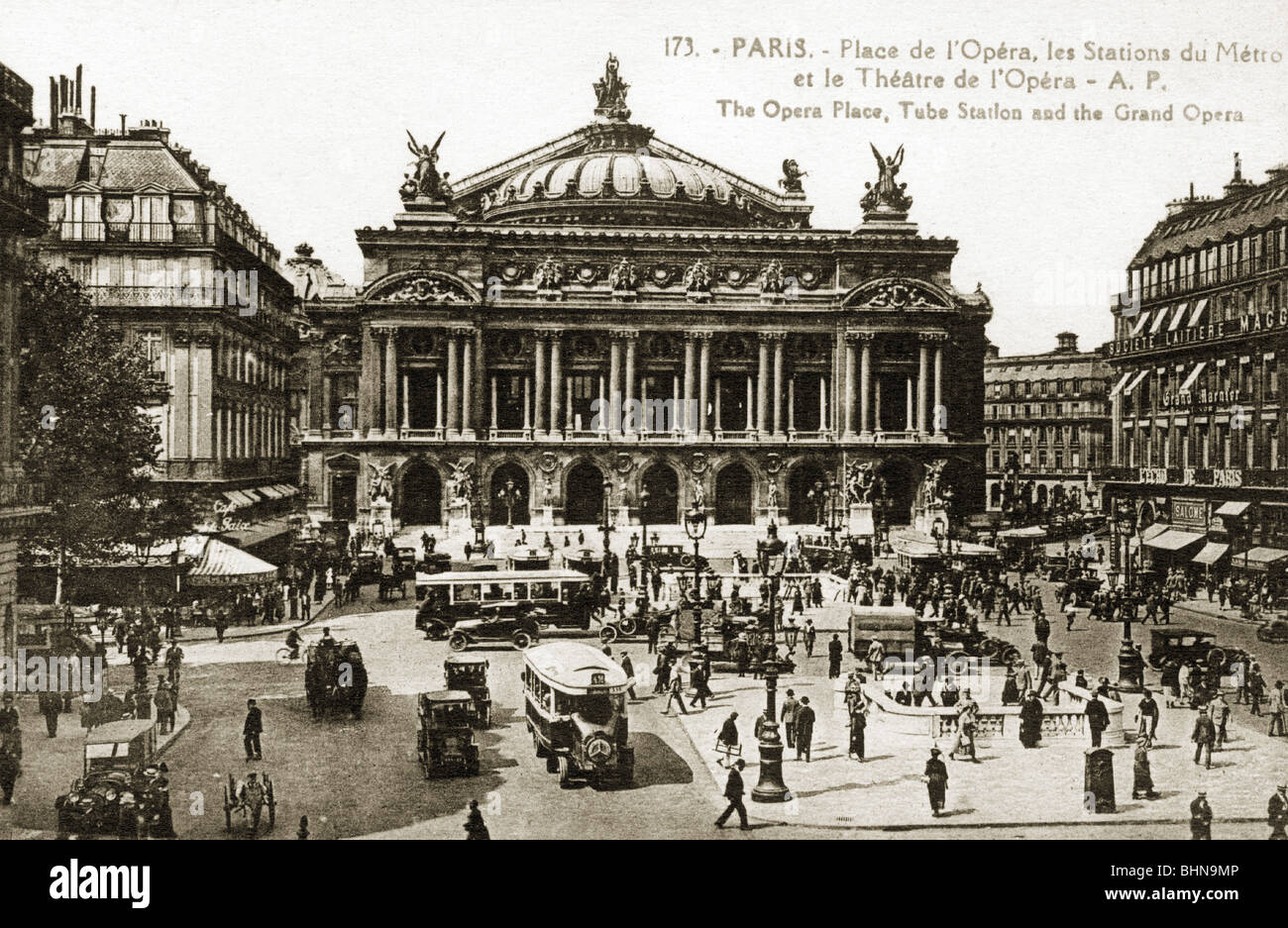geography / travel, France, Paris, opera, Place de l'Opera, exterior view,  picture postcard, circa 1910, Stock Photo