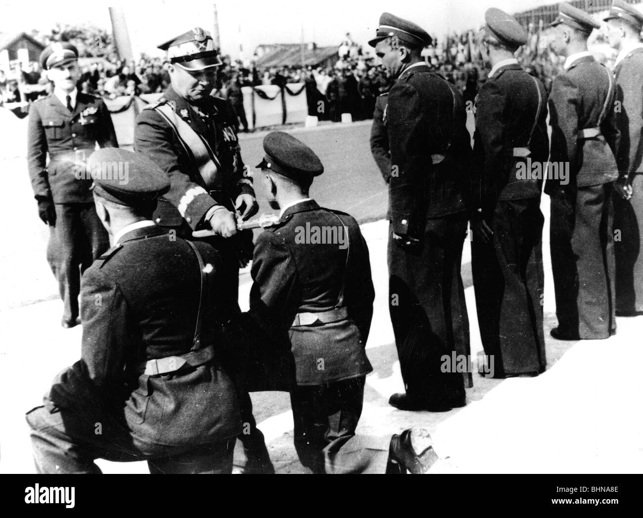 Zymierski, Michal 'Rola', 1890 - 1989, Polish marshal, scene, during a parade at the Warsaw airport, 1948, Stock Photo