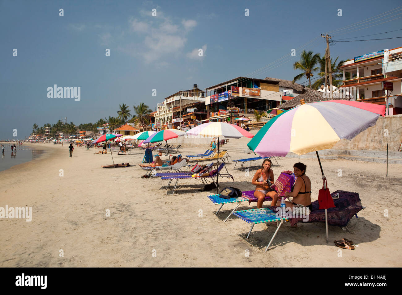 India, Kerala, Kovalam, Lighthouse (Adam) Beach, sunbathers Stock Photo