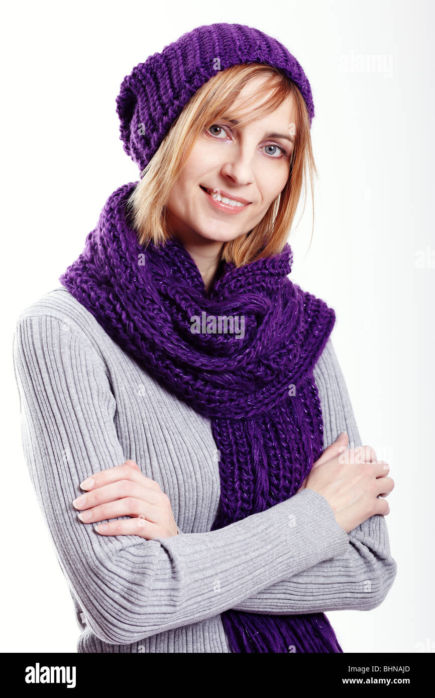 Woman in winter cap Stock Photo