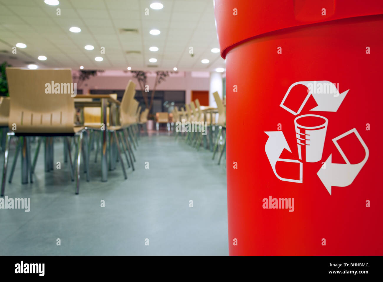 recycle bin in canteen Stock Photo Alamy