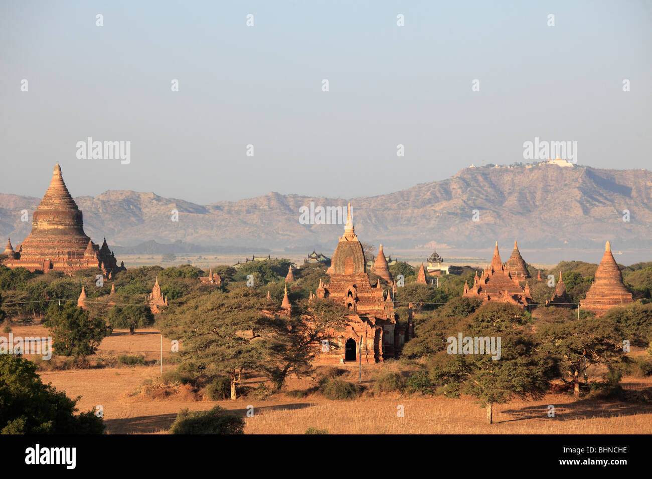 Myanmar, Burma, Bagan, temples, general aerial view, Stock Photo