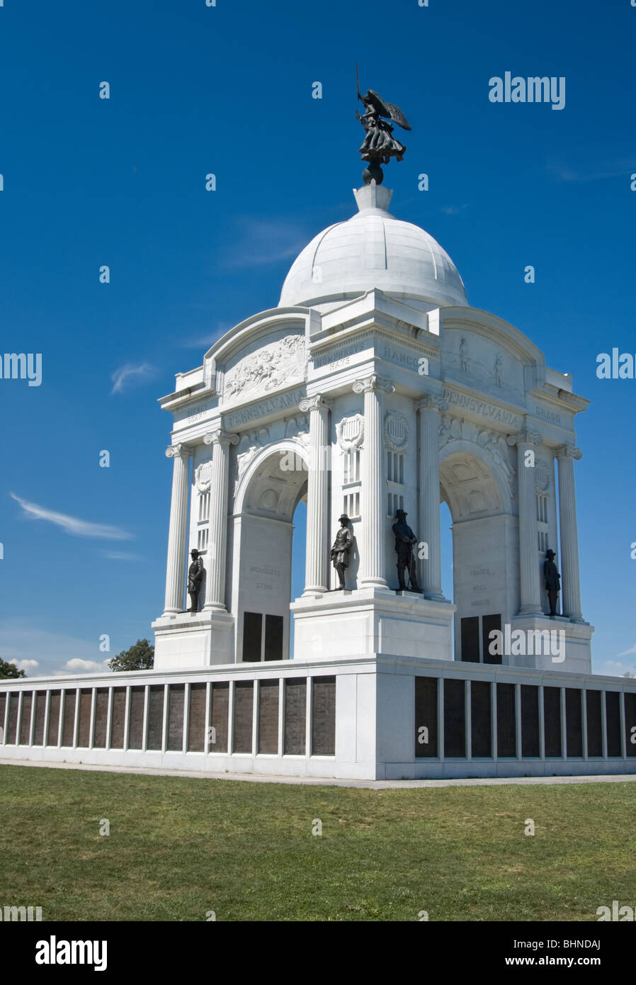 Stock photo of the Pennsylvania Monument on the Gettysburg battlefield of the American Civil War. Stock Photo