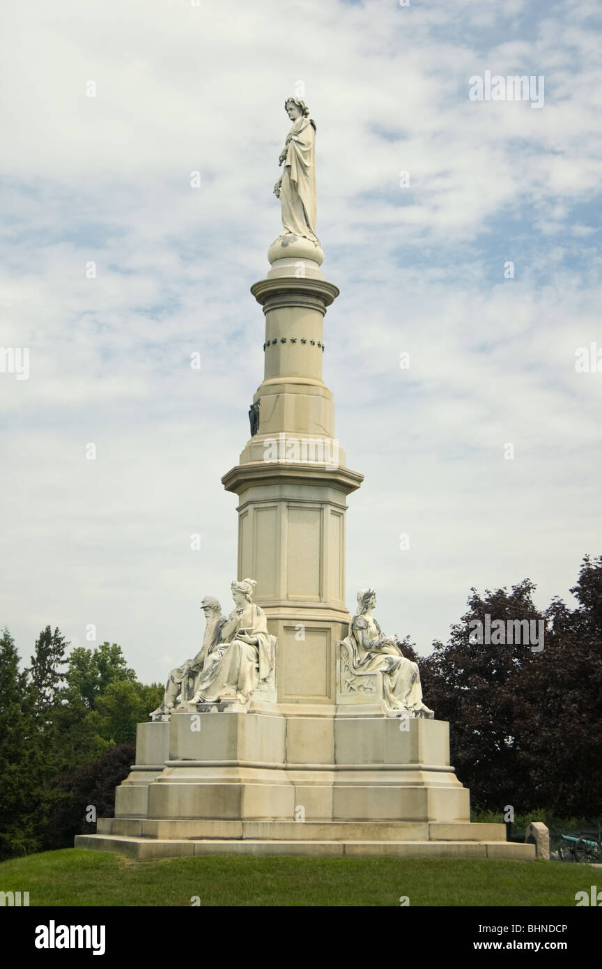 Picture of the main monument inside Gettysburg National Military Cemetery in Pennsylvania, USA. Stock Photo