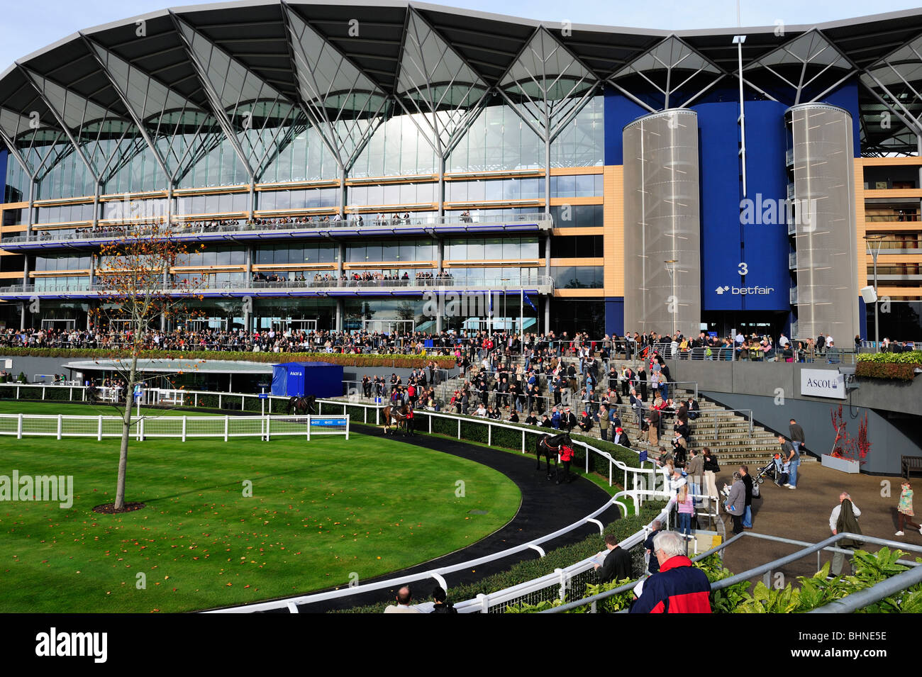 Paddock and main stand at Royal Ascot Race Course, Berkshire, England Stock Photo