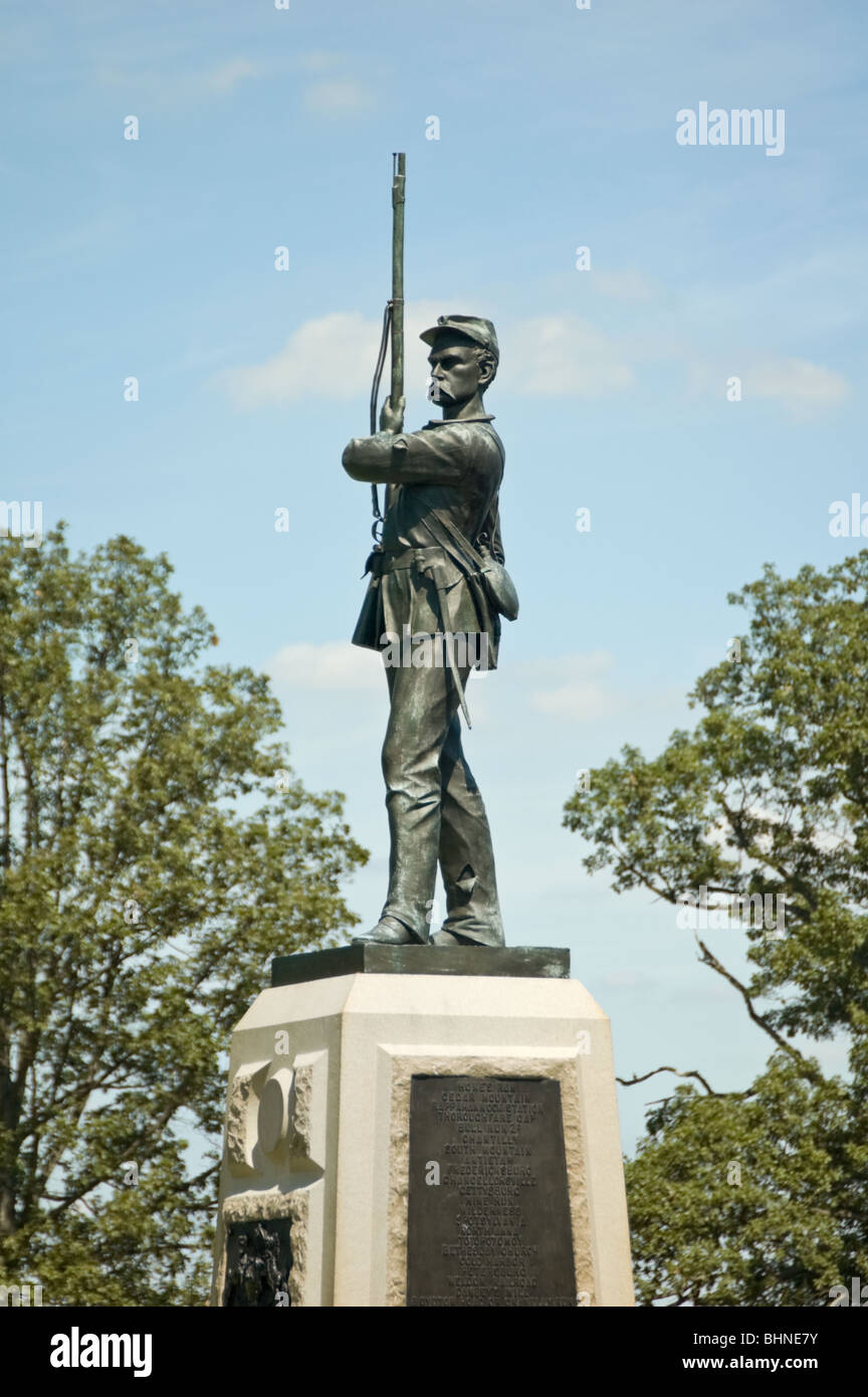 Picture of the 11th Pennsylvania monument at Gettysburg National Military Park featuring a Union soldier. Stock Photo